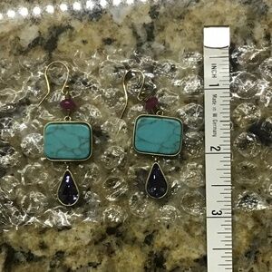 Silpada turquoise and crystal earrings in a gold post